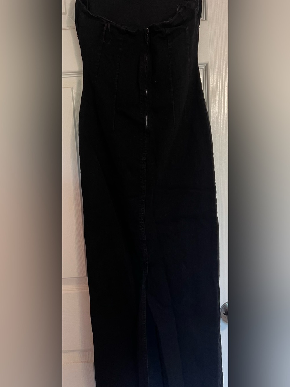 Zara Black Denim Strapless Midi Dress - Picture 4 of 5